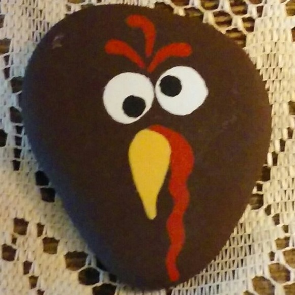 Turkey Thanksgiving Painted Rock OOAK Garden art - Picture 1 of 2